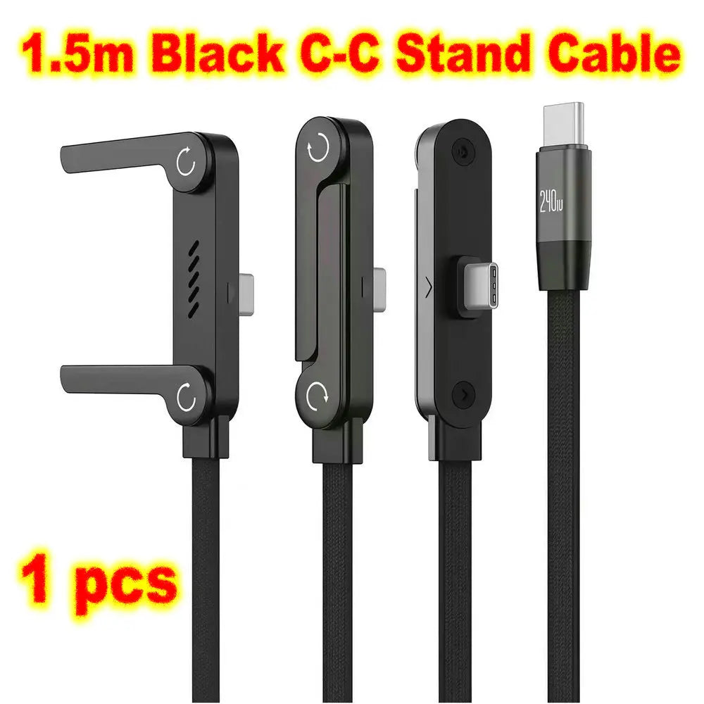 Foldable Charge Cable Usb C Charging Mobile Cable C Flat Charger for iPhone Kickcable Phone Kick Stand Ultra Fast Type C Wire 2M