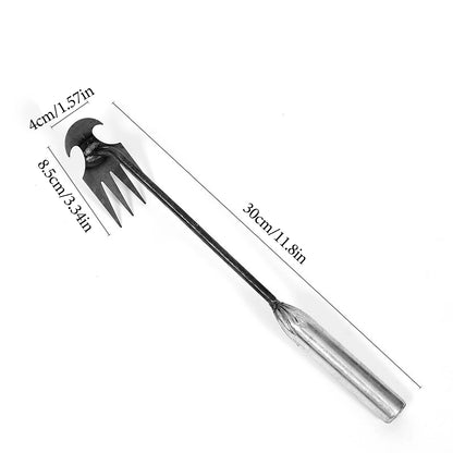 2 In 1 Garden Rake Manual WSeed Grass Rooting Tool Puller Shovel 4 Teeth Weeding Removal Hand Gardening Loose Soil Tool Weeder