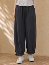Floral Ruffle-Trim Joggers