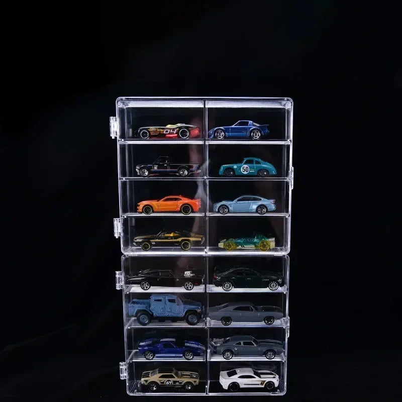 1:64 Acrylic Car Display Box For Hot Wheels Car Model Toy 8 Grid Cabinet Rack Dustproof Stackable Car Storage Box For Hotwheels