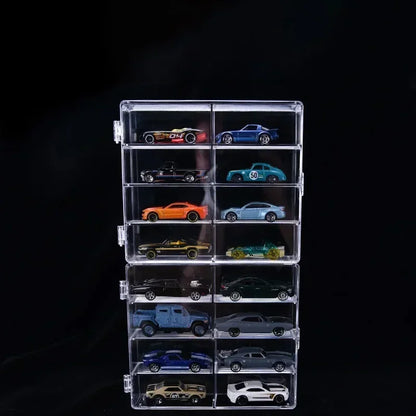 1:64 Acrylic Car Display Box For Hot Wheels Car Model Toy 8 Grid Cabinet Rack Dustproof Stackable Car Storage Box For Hotwheels