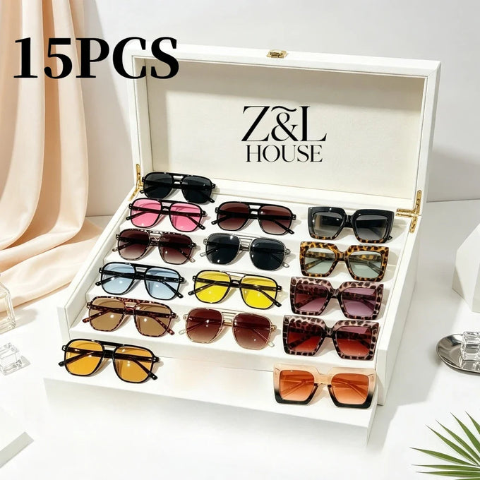 Retro Double-Bridge Pilot Sunglasses Set — view 1