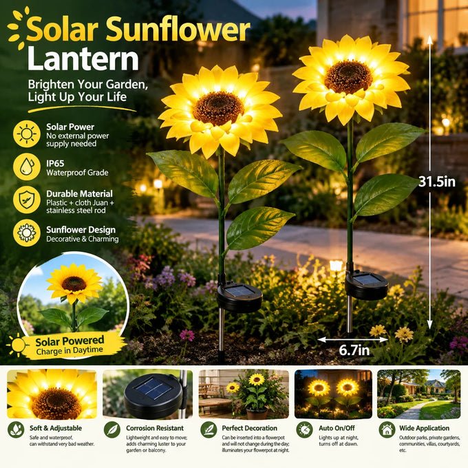 Solar Sunflower Garden Light