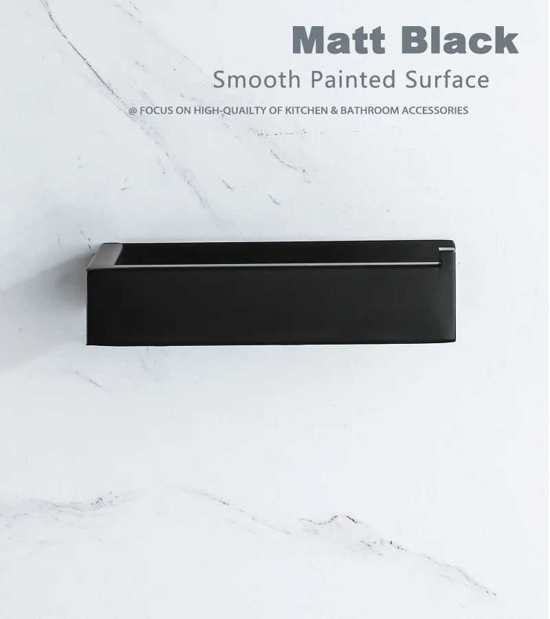 Self Adhesive Toilet Paper Holder Black Matt Stainless Steel Square Tissue Holder For Bathroom Storage Wc Accessories No Drill