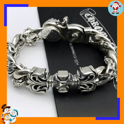 Bracelet Punk Cross Full Flower Domineering Old Sword Hip Hop Rock Fashion Thick Bracelet Men's