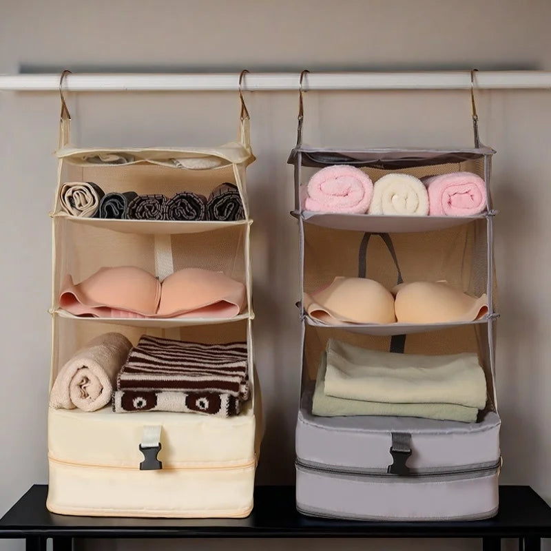 1Pcs 4 Tier Shelf Hanging Closet Organizer, Space Saver, Closet Hanging Shelf with 2 Sturdy Hooks for Storage, Foldable