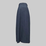 Denim-Look Pocket Maxi Skirt