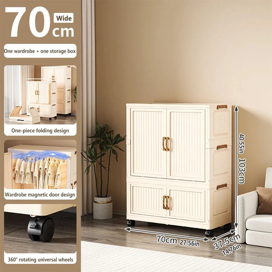 Large Capacity Dustproof Wardrobe Sundries Cabinet Multifunction Folding Storage Cabinet Locker Closet Organizer