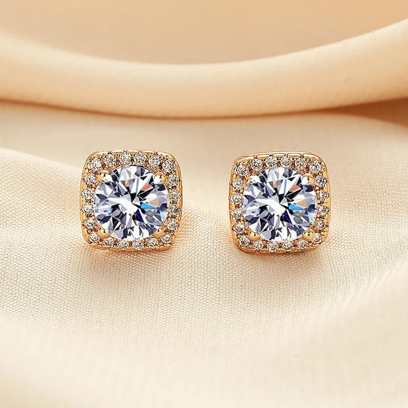 HOT Moissanite S925 Sterling Silver Stud Earrings For Women And Men With 2 Certificates Pass Diamond Test Pen Fine Jewelry