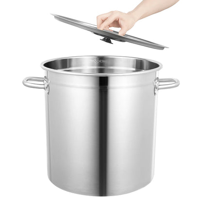 35/50/70L Soup Pot with Cover&Handles, Multi-functional Stainless Steel Stock Pot for Storing Liquid/solid Items