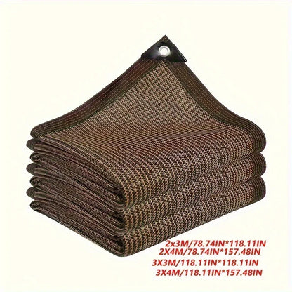 1pc 2*3/3*4m UV Protection Brown PE Shade Cloth - Durable Outdoor Sun Netting with Grommets for Travel, Picnics & Poolside