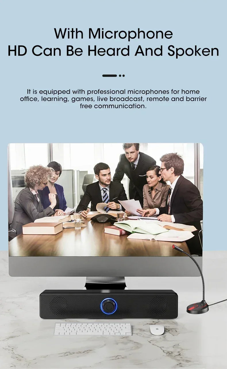 Wireless Soundbar for TV, Desk Audio Player & Home Theater Speaker for Movies, Music, Sports, Apartment & Living Room Use