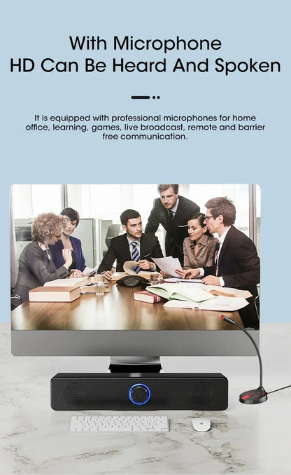 Wireless Soundbar for TV, Desk Audio Player & Home Theater Speaker for Movies, Music, Sports, Apartment & Living Room Use