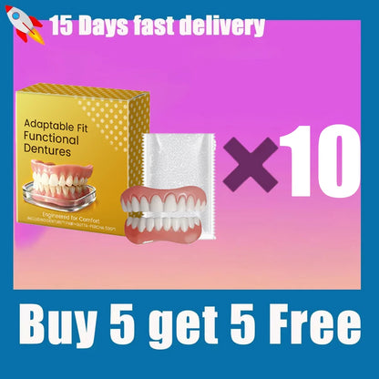 Dentures Full Set Natural Upper Lower Braces Silicone Denture Set for Men Women Instant Confident Fake Tooth Oral Hygiene Care