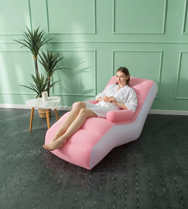 1Pc Inflatable Lazy Sofa Home Leisure Fashion Comfortable  Inflatable Air Sleeping Bed Indoor Collapsible Bed Leisure Sofa