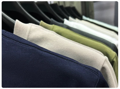 High quality luxury short sleeve T-shirt summer breathable cool silk cotton fashion solid color round neck top casual men's wear