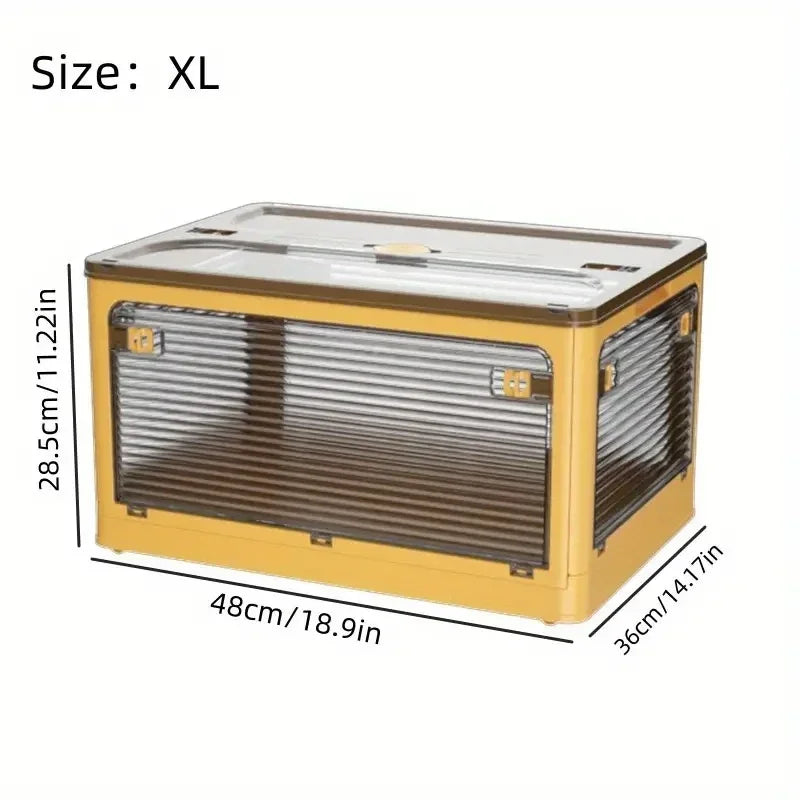 1pc Foldable Storage Trunk Open Storage Box Transparent Storage Box Home Wardrobe Clothes Organizer Large Capacity Clear Plastic