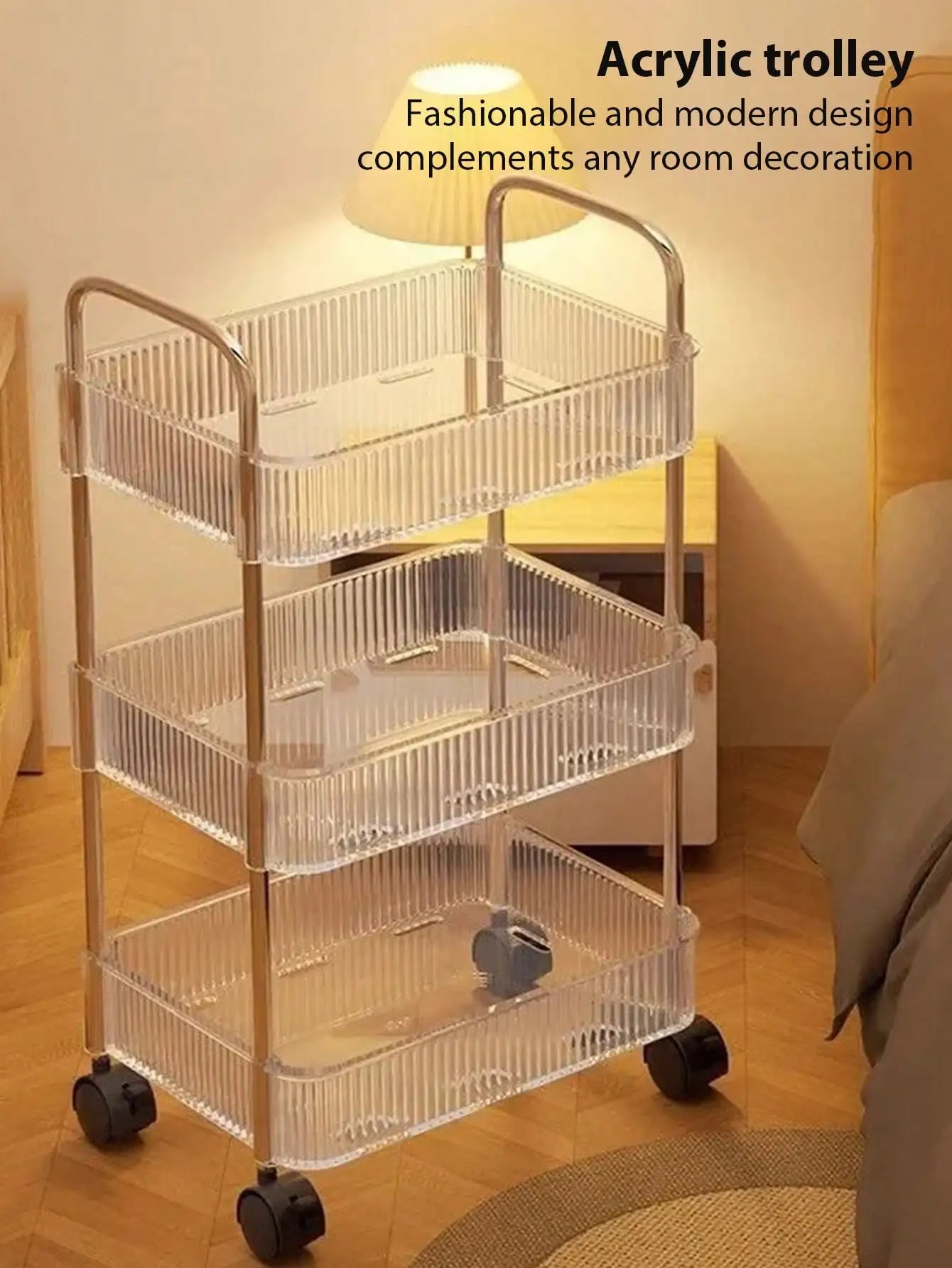 1pc Multi-Layer Storage Rack-Acrylic Removable Floor-Standing Cart Snack Storage Shelf For Kitchen/Bathroom/Living Room/Bedroom