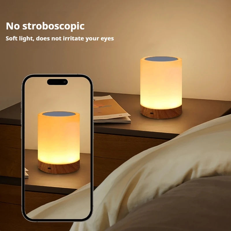 Smart Touch Bedside Table Lamp RGB USB Rechargeable Night Light Desk Lamp Bedroom Decoration Kids Gift Dining Table Light