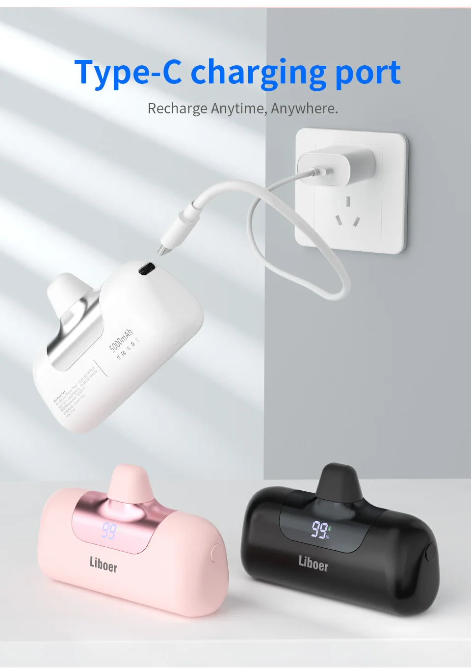 Portable Charger 5000mAh Fast Charging Mini Power Bank Type C for HUAWEI iPhone Samsung Xiaomi Redmi External Battery Powerbank