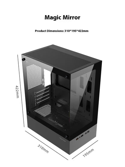 Power Train Illusionary Realm Computer Case M-ATX ITX Seaview Room Side Transparent Desktop Chassis Support 240 Water Cooler