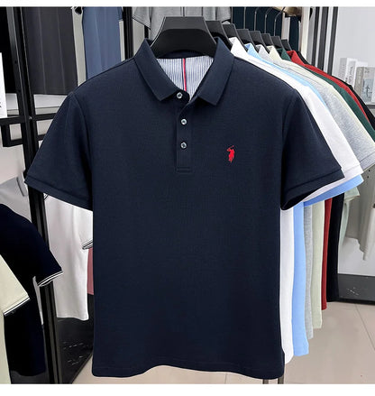 100% pure cotton high-end brand men's short sleeve polo shirt summer fashion original pony embroidery golf Paul  casual T-shirt
