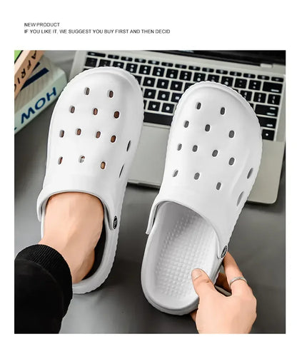 YUYIN Mens Summer Beach Sandals Casual Garden Clogs Outdoor Wide Toe Cross Sandals for Ladies Non Slip House Shower Slippers