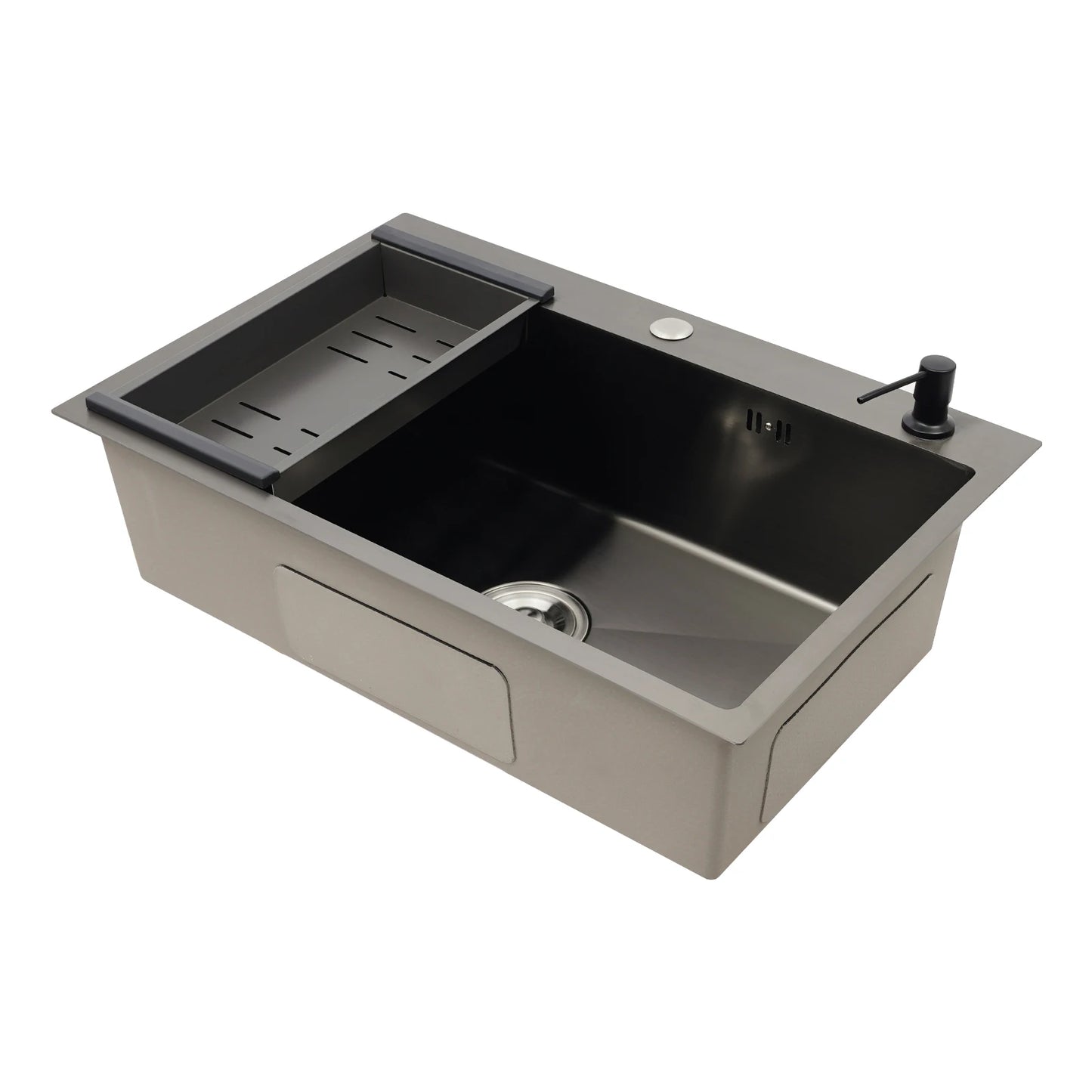 Stainless Steel Kitchen Sink with Draining Basket Soap Dispenser Utility Sink and Drainer with Efficient for Home Kitchen