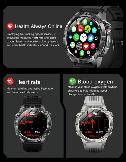 2026 Offline Map New Smart Watch 3ATM Waterproof GPS Navigation Compass Altimeter Flashlight Men 170+ Sports Bracelet Men Women