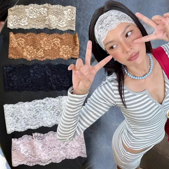 Wide Elastic Lace Headband — product image