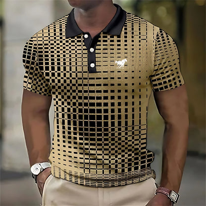 The 2025 summer new men's POLO shirt is breathable sweat-absorbent casual and fashionable with 3D printed men's T-shirt
