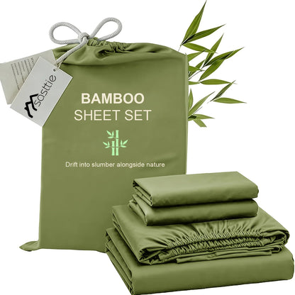 Cooling Bamboo Bed Sheet Set-Bamboo Bed Sheet-Ultra Soft & Breathable Daybed Set-Deep Pocket Up to 16" Hotel Soft Bedding-Perfect for Hot Sleepers Bamboo Bedding Sheets Set - Double Stitching, Lifetime Quality Promise