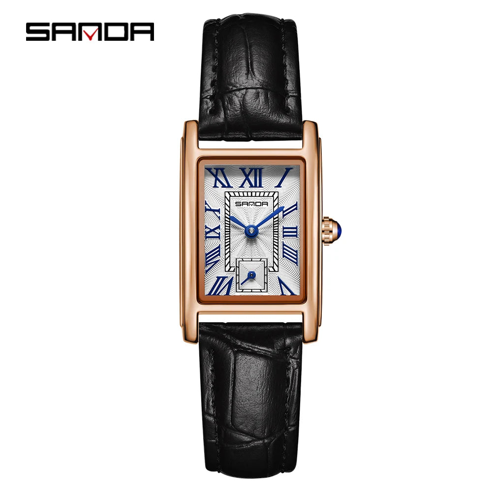 SANDA Top Fashion 1116 Women's Watch Elegant Design Rectangular Dial Waterproof Quartz Movement Business Women's Quartz Watch