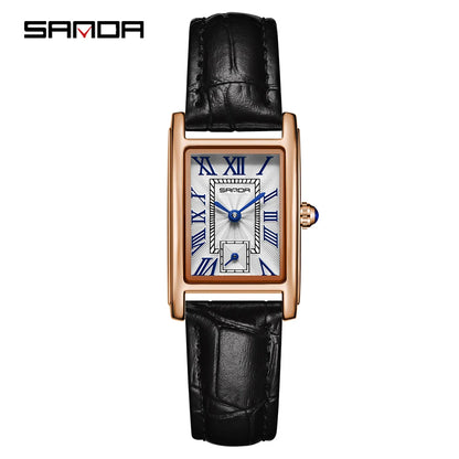SANDA Top Fashion 1116 Women's Watch Elegant Design Rectangular Dial Waterproof Quartz Movement Business Women's Quartz Watch