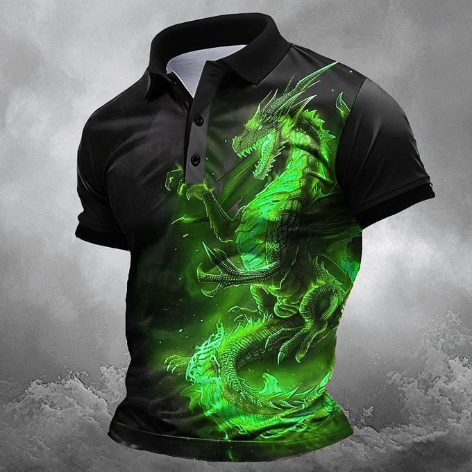 Men's Dragon-Print Polo Shirt — product image