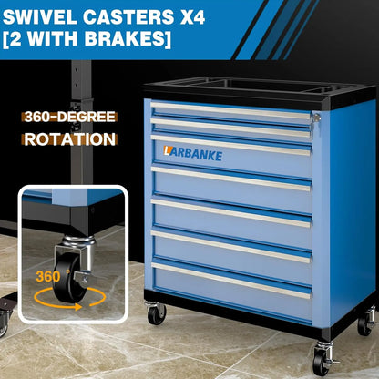 7-Drawer Rolling Tool Chest with Lock&Keys and Swivel Casters,Tool Chest with Multi-Sizes Drawers and, Customized