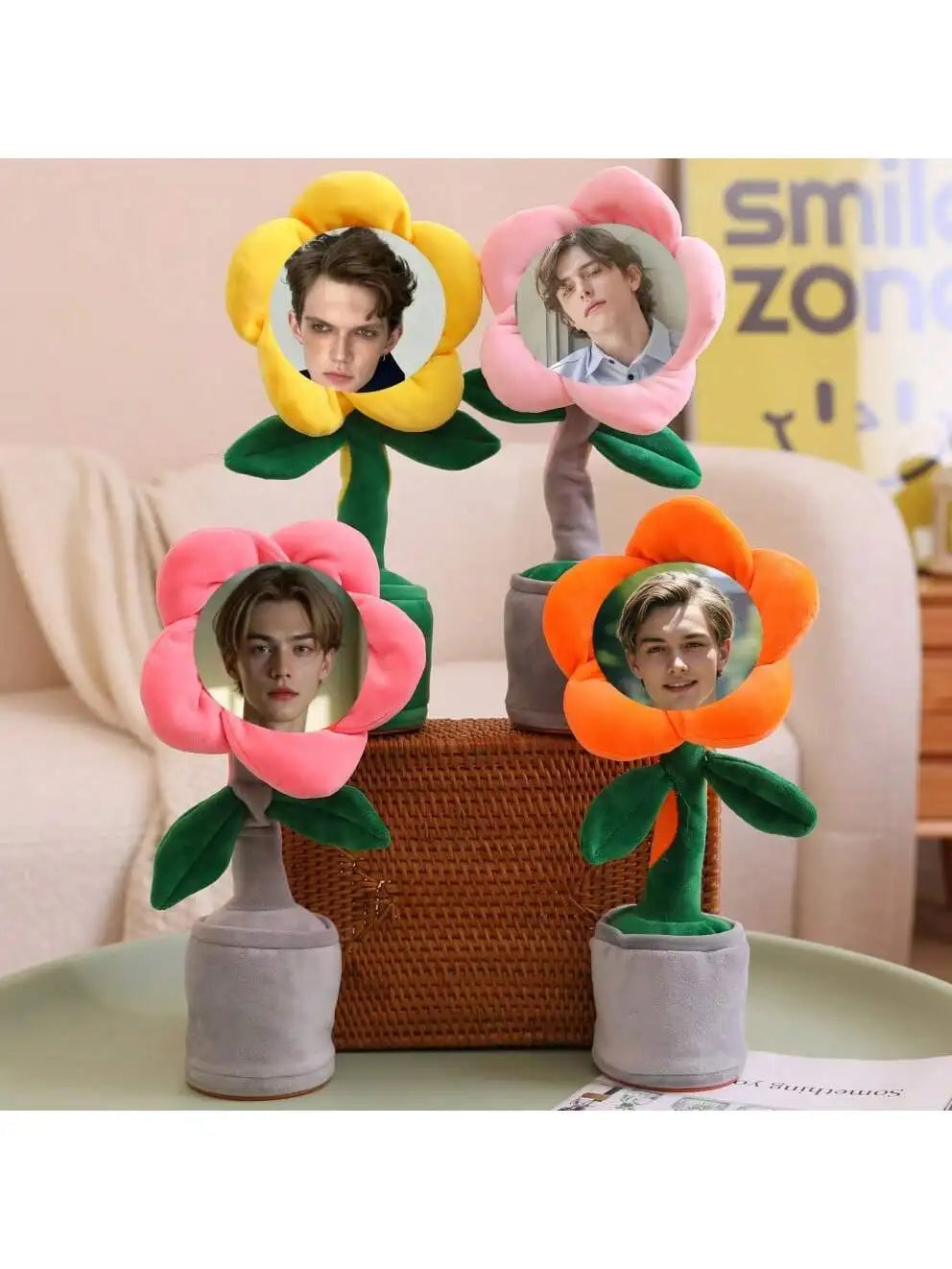 DIY flower shaped decoration with customized plush flowers, singing, learning to speak, recording, enchanting flower decoration