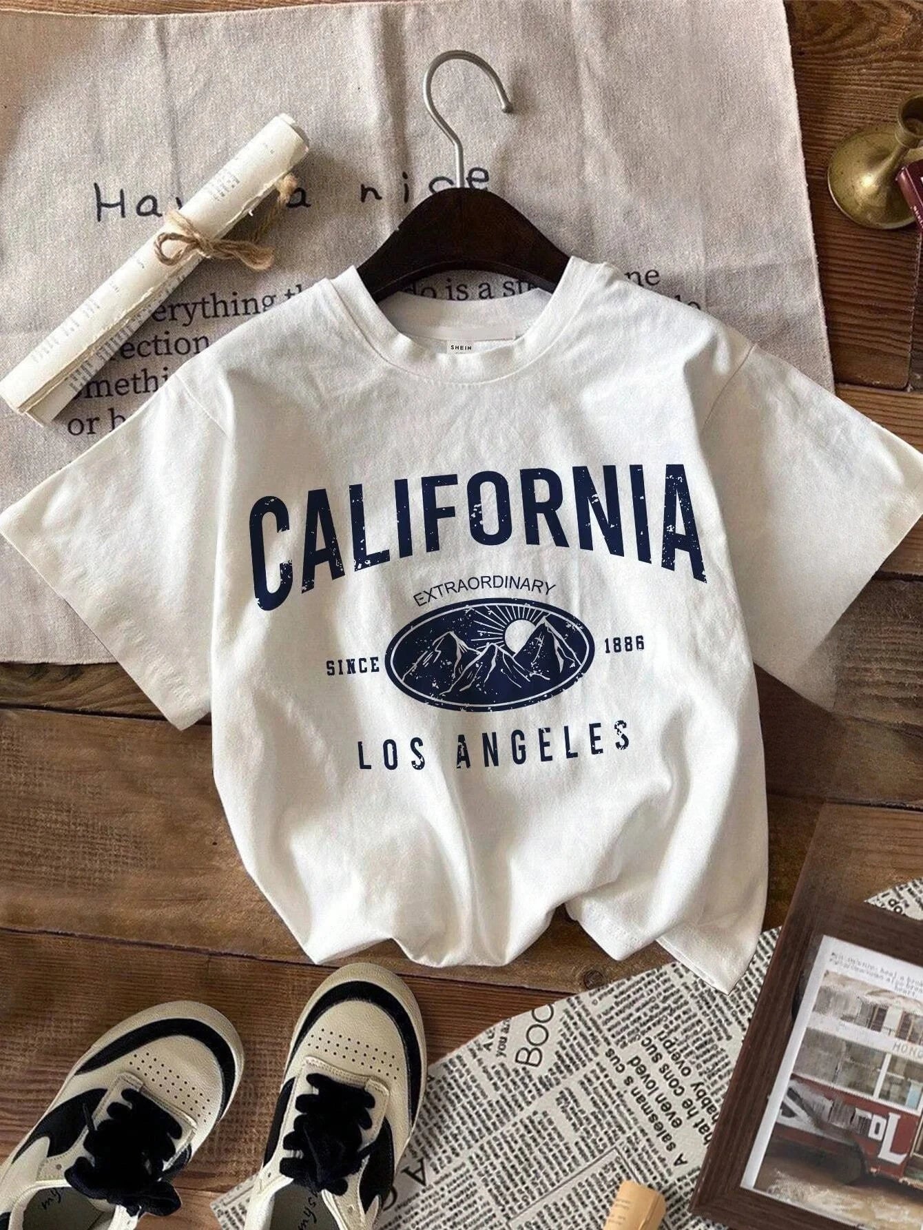 California Women's T-shirt American O-Neck Tops Tees Los Angeles Female Streetwear Summer Casual Short Sleeved Women's Clothing