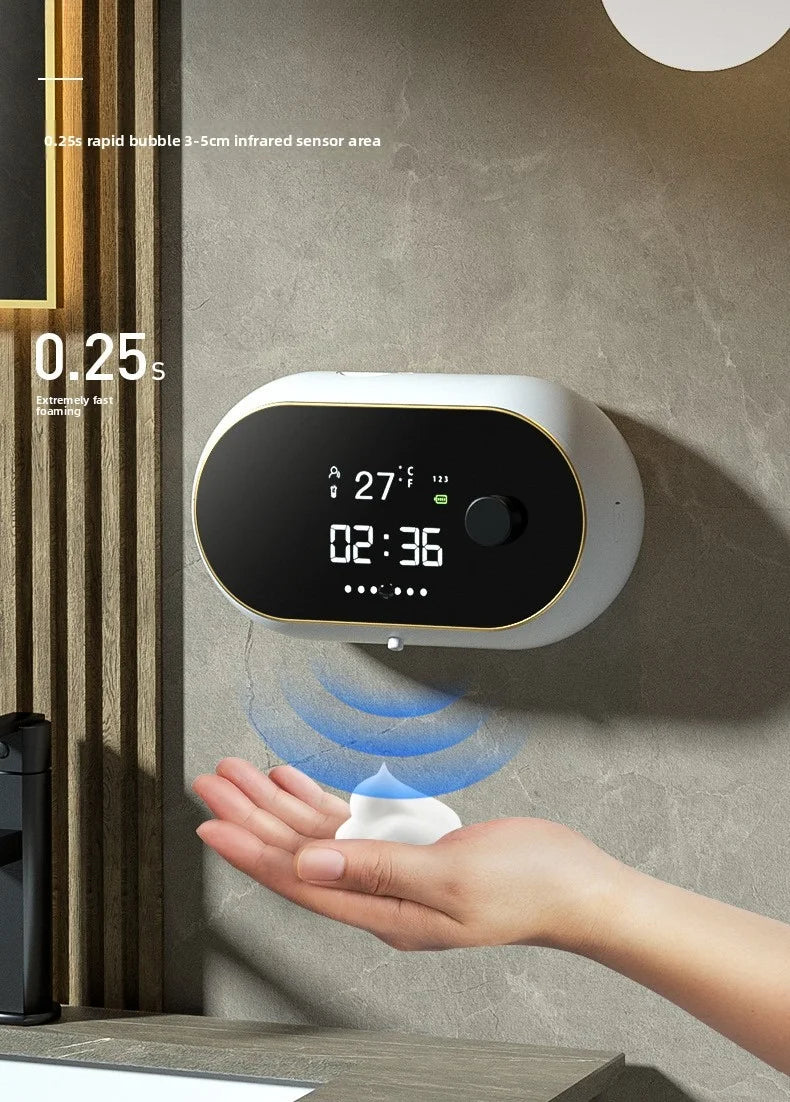 Rechargeable 400ml Automatic Foaming Soap Dispenser Wall Mounted Touchless Sensor Adjustable Foam LED Screen Bathroom Kitchen
