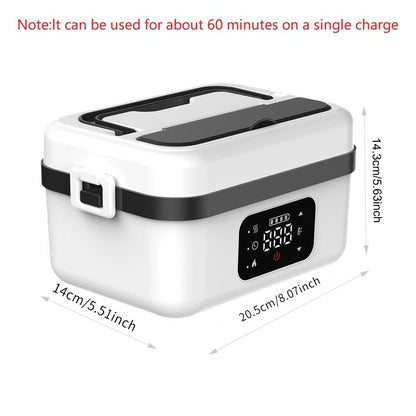 8000mAh Rechargeable Timer Automatic Heating Lunch Box, 1L Portable Food Warmer with Fork and Spoon and Insulated Carrying Bag