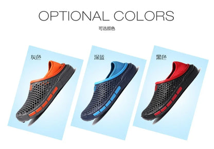 Men's Summer Sandals Clogs Casual Round Toe Slip on Outdoor Geometric Pattern Anti-slip Beach Hole Shoes Plus 46 47 Men Slippers