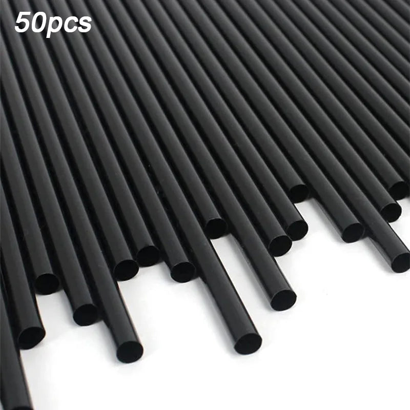 50PCS Black Reusable Straws Set, Heavy Duty for Thick Smoothies, Home/Kitchen/Bar Tool