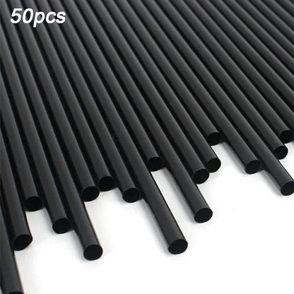 50PCS Black Reusable Straws Set, Heavy Duty for Thick Smoothies, Home/Kitchen/Bar Tool