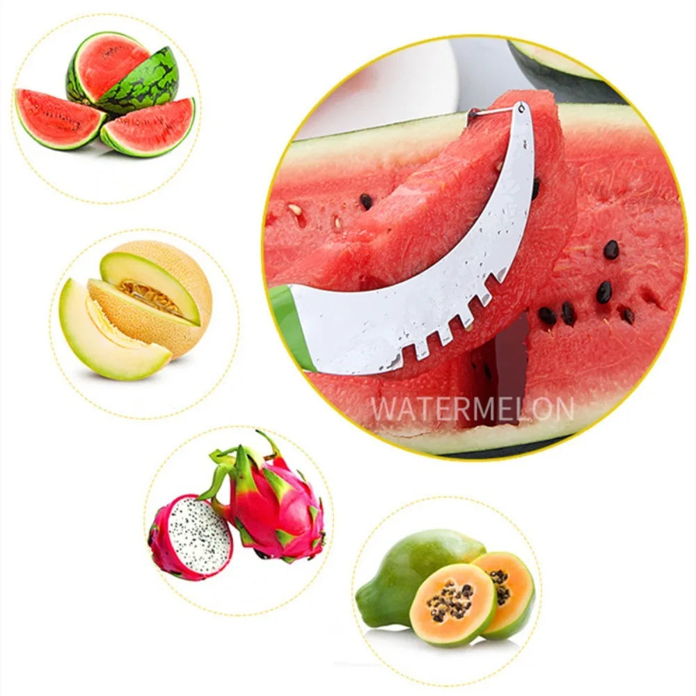 Stainless Steel Watermelon Slicer Non-slip Cutter Melon Cutter Plastic Wrap Handle Not Hurt Hands Fruit Cutting Tool Summer