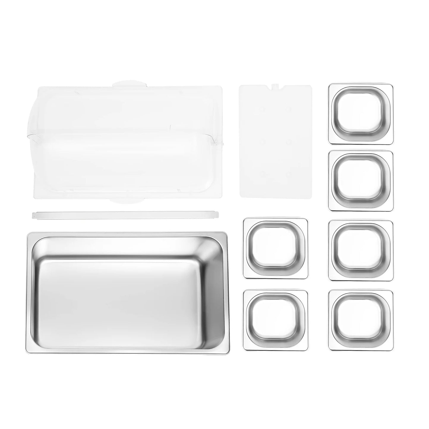 Countertop Food Container 6 Pans Condiment Dispenser Salad Dressing Appetizer Spice Fruit Cold Serving Buffet Tray