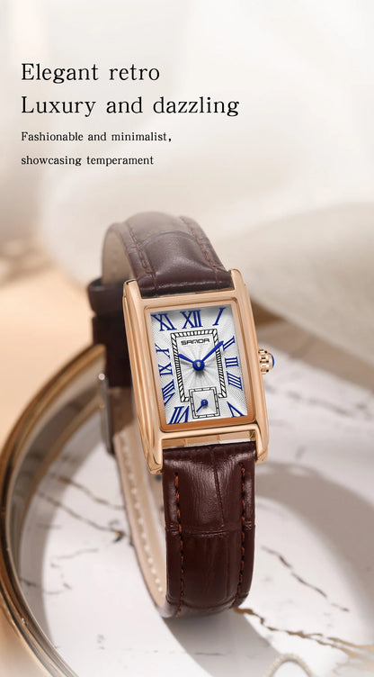 SANDA Top Fashion 1116 Women's Watch Elegant Design Rectangular Dial Waterproof Quartz Movement Business Women's Quartz Watch