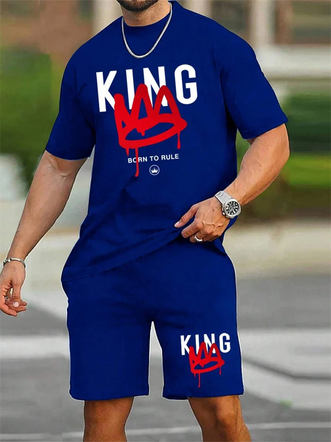 Men's King Graphic T-Shirt & Shorts Set — product image