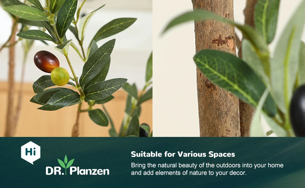 Artificial Olive Tree with Green Leaves and Big Fruits, Faux Potted Olive Silk Tree for Modern Home Office Indoor Floor Decor