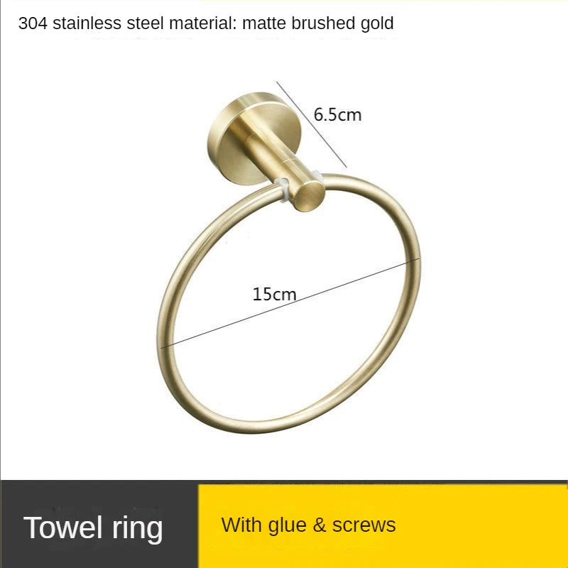 304 stainless steel brushed gold towel ring Bathroom Accessories Wall Mounted Polished Stainless Steel Towel Ring
