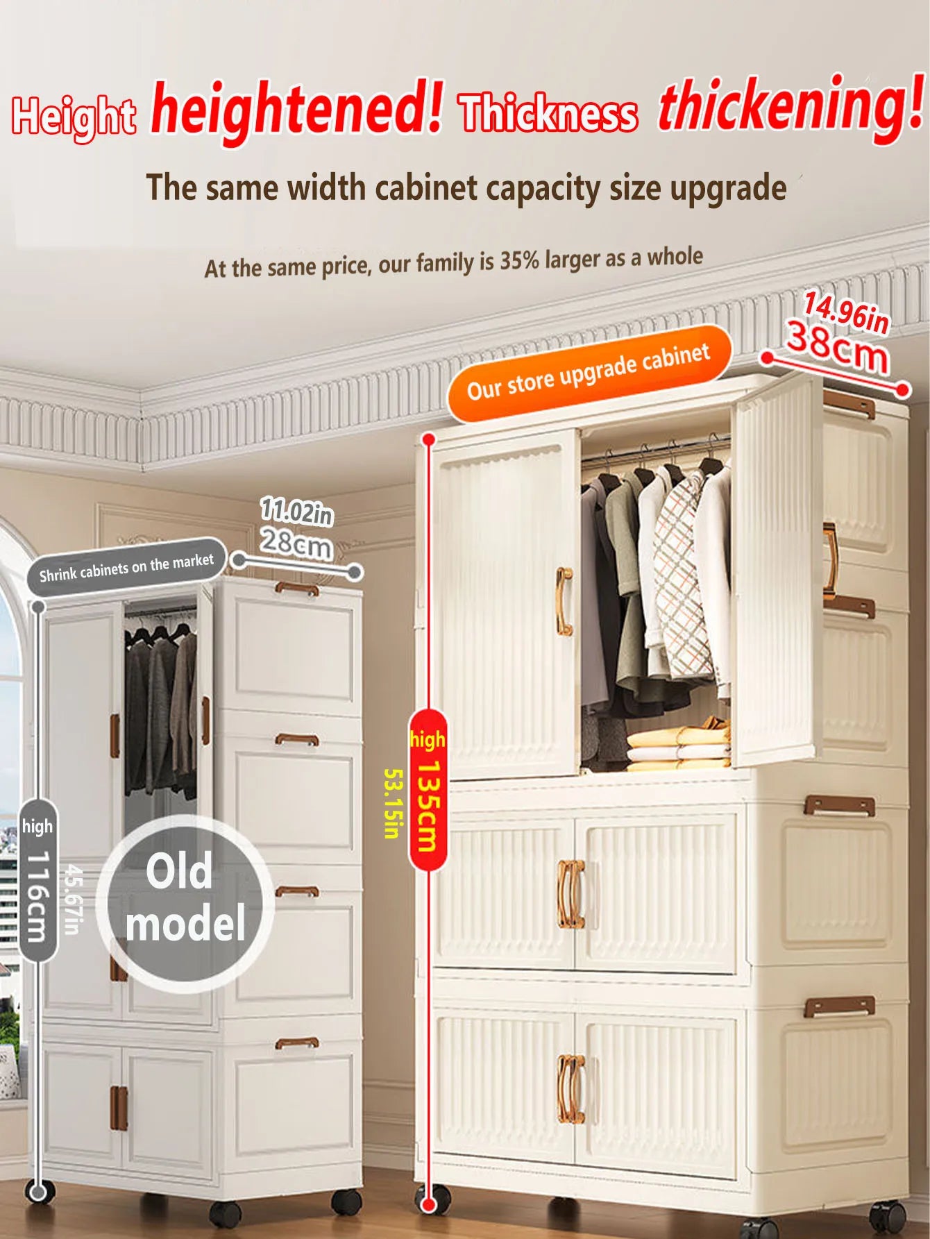 Large Capacity Dustproof Wardrobe Sundries Cabinet Multifunction Folding Storage Cabinet Locker Closet Organizer